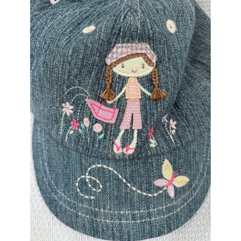 Next Denim‎ Baseball Cap 12M-2Y Blue Embroidered Garden Girl Kids Hat